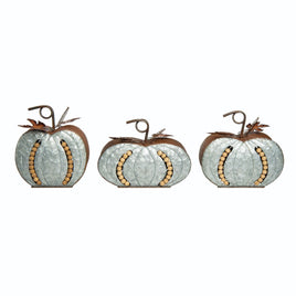 Set of 3- Metal Beaded Pumpkins