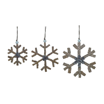 Set of 3- Straw Woven Snowflakes