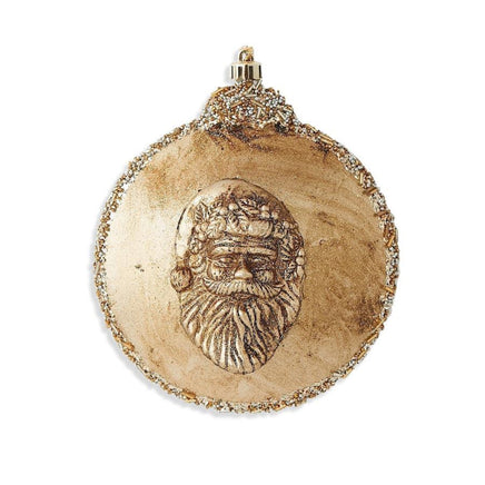 7" Round Gold Santa Head Shatterproof Ornament