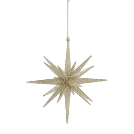 8 Inch 18 Point Champagne Glitter Star Ornament