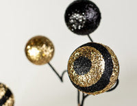 
              17" Black and Gold Sprays with Swirly Balls
            