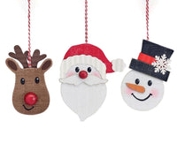 
              Set of 3-Wooden Christmas Character Ornaments
            