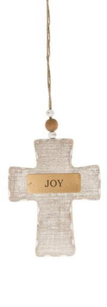 Wooden Whitewash Cross Ornaments- Set of 4