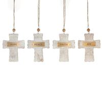 
              Wooden Whitewash Cross Ornaments- Set of 4
            