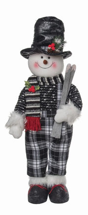 Plush Dark Plaid Santa/Snowman Stander