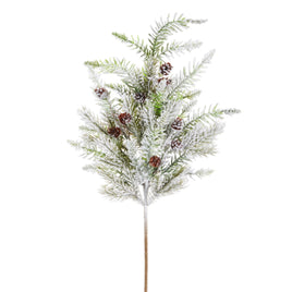 28" Flocked Pine Spray with Pinecones