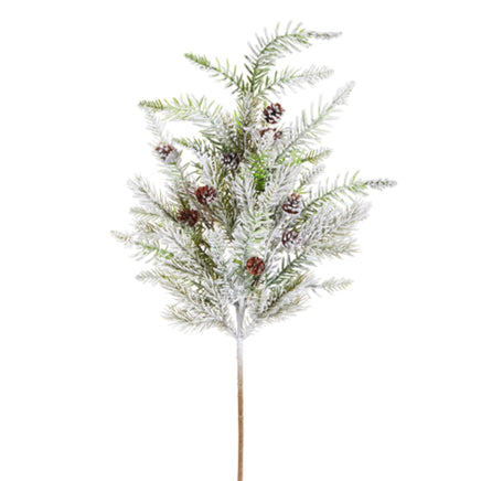 28" Flocked Pine Spray with Pinecones