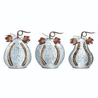 
              Set of 3- Metal Dimensional Beaded Pumpkin
            