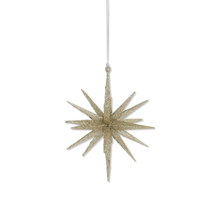 6 Inch 18 Point Champagne Glitter Star Ornament