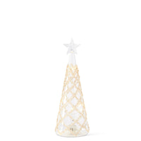 
              Set of 3- Clear Glass LED Trees w/Lattice Gold
            