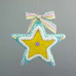 7" Light Blue & Multi Star Ornament