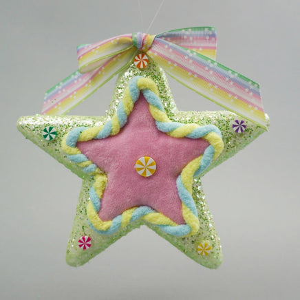 7" Light Green & Multi Star Ornament