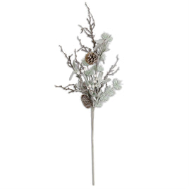 31" Glittered Twig w/Pine Berries and Pinecone Branch