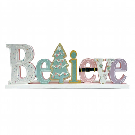 14" Pastel Believe Cutout Table Sign