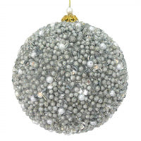 
              4.7" Silver Beaded Ball Ornament
            