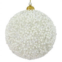 
              4.7" White Beaded Ball Ornament
            