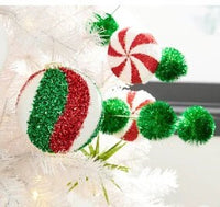 
              Green Tinsel Pom-Pom Pick
            