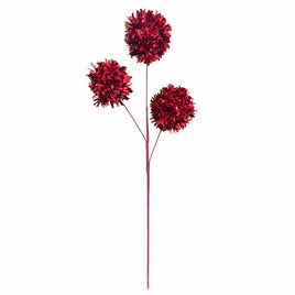 Red Tinsel Pom-Pom Pick