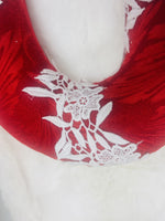 
              22" Red Velvet and White Lace Candy Cane
            