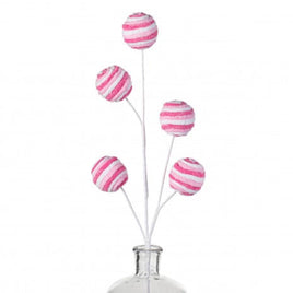 25” Pink and White Chenille Twirl Ball Pick