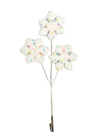 12" White Snowflake Sweets Pick Ornament- Set of 4