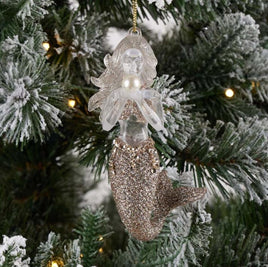 Set of Three - Gold Glitter Mermaid Ornament