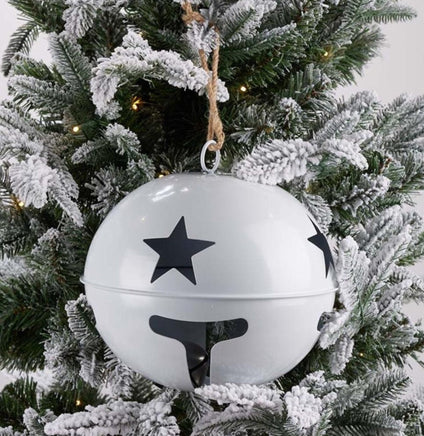 8" Large White Metal Jingle Bell Ornament