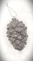 
              Antique Silver Glitter Pinecone Ornament
            