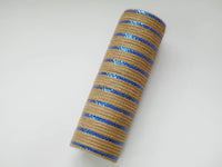 
              10" Blue Metallic Stripes Burlap Mesh
            