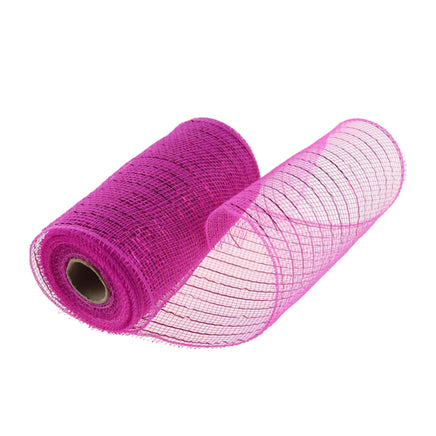 10" Hot Pink Deco Mesh Wrap Metallic Stripes