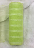 
              10" Lime Green And White Striped Deco Mesh
            