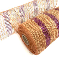 
              10" Purple Metallic Stripes Burlap Mesh
            