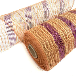 10" Purple Metallic Stripes Burlap Mesh