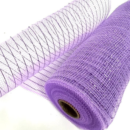 10" Lavender Metallic Stripes Deco Mesh