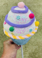 
              6" Blue & White Cupcake Ornament With Candy Accents With Stick Pick
            