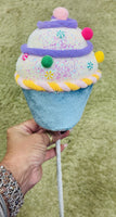 
              6" Blue & White Cupcake Ornament With Candy Accents With Stick Pick
            