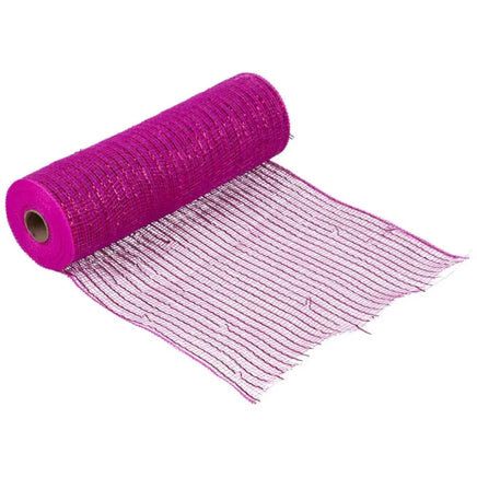 Hot Pink Metallic Deco Mesh Ribbon- 10"