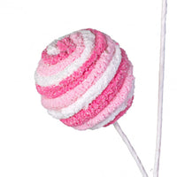 
              25” Pink and White Chenille Twirl Ball Pick
            