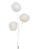 
              9" White Tinsel Pom-Pom Pick with Clip- Set of 4
            