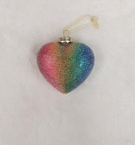 Rainbow Glass Heart Ornament