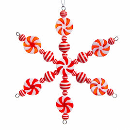 6" Peppermint Snowflake Ornament- Set of 2