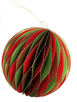 Gold, Red, and Green Wish Paper Ball Ornament