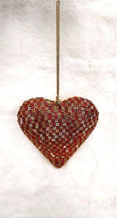 4IN Heart Ornament - Red and Gold