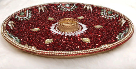 Red Jeweled & Beaded Candle Holder