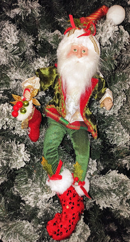 Red and Green Poseable Santa