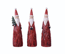 Wooden Look Resin Santa- (Set Of 3)