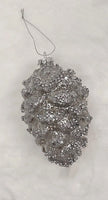 
              Antique Silver Glitter Pinecone Ornament
            