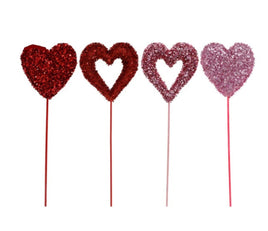 Glitter Heart Foam Picks