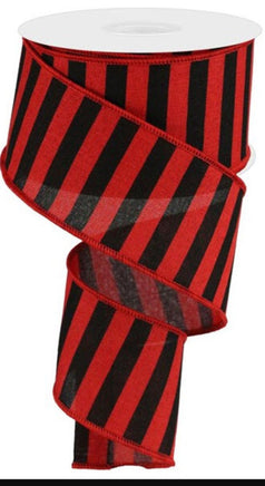 Red and Black Striped Ribbon-2.5"X10yd