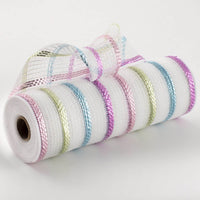 
              10" Poly Jute Matte Stripe Mesh: White & Metallic Pastels
            